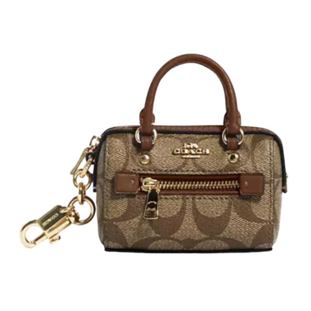 Coach Mini Rowan Satchel Bag Charm Khaki  In Signature Canvas NWT
